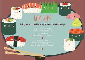 Sushi Party Invitation Kids Birthday Invitations Oubly Com