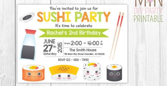 Sushi Party Invitation Sushi Invitation Sushi Invitation Printable Sushi Invitation