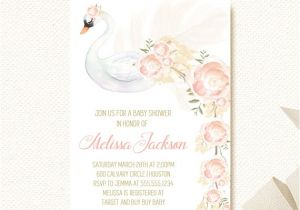 Swan Baby Shower Invitations Baby Shower Invitation Girl Swan Invitations Floral Invite