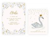 Swan themed Baby Shower Invitations Swan Birthday Party Invitation