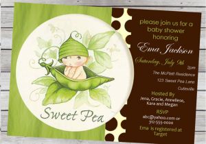 Sweet Pea Baby Shower Invitations Sweet Pea Baby Shower Invitation Boy or Girl by