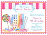Sweet Shop Birthday Party Invitations Candy Birthday Invitations Sweet Shop Invitations Candy Shop