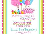 Sweet Shop Birthday Party Invitations Candy Circus Invitations Sweet Shop Birthday Party