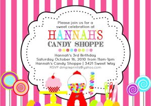 Sweet Shop Birthday Party Invitations Vintage Candy Sweet Shoppe Birthday Invite Dimple Prints