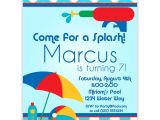 Swim Party Invites Pool Party Invitation Blue Polka Dots and Red Water Squirt