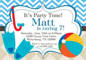 Swimming Pool Party Invitation Free Template Pool Party Invitation Blue Chevron and Tan Argyle Beach