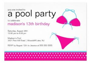 Swimsuit Party Invitations Swimsuit Pool Party Birthday Invitation 13 Cm X 18 Cm