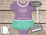 T Shirt Baby Shower Invitations Little Lady Baby Shower Invitation Esie Pearls with