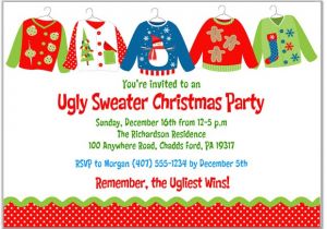 Tacky Christmas Sweater Party Invitation Wording Christmas Party Invitations Ugly Sweater