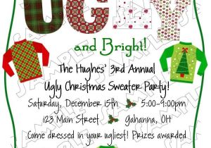 Tacky Christmas Sweater Party Invitation Wording Ugly Christmas Sweater Holiday Party Invite
