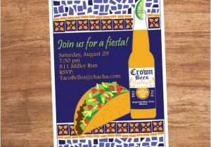 Taco Party Invitation Wording Mosaic Mexican Food Taco Fiesta Party Invitation