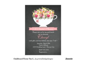 Tea Cup Bridal Shower Invitations Chalkboard Flower Tea Cup Bridal Shower Invitation