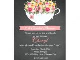 Tea Cup Bridal Shower Invitations Chalkboard Flower Tea Cup Bridal Shower Invitation Zazzle