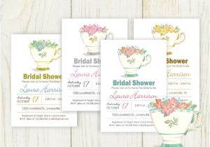 Tea Cup Bridal Shower Invitations Tea Cup Bridal Shower Invitation Digital File 4 Different
