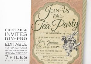 Tea Party Invitation Template Alice In Wonderland Tea Party Invitation Template Vintage