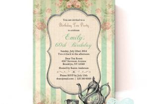 Tea Party Invitation Wording for Adults Adult Birthday Tea Party Invitation Birthday Party Mint