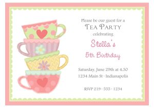 Tea Party Invite Wording Free afternoon Tea Invitation Template