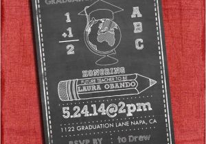 Teacher Graduation Party Invitations Chalk Style Teacher Graduation Party Invitation 4×6 or 5×7