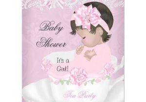 Teacup Baby Shower Invitations Vintage Baby Shower Girl Pink Baby In Teacup Custom