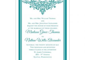 Teal Wedding Invitation Blank Template Anna Maria Wedding or Bridal Shower Invitation Teal
