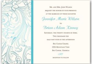Teal Wedding Invitation Blank Template Elegant Vines Cream Teal Wedding Invitations Paperstyle