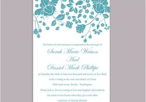 Teal Wedding Invitation Blank Template Wedding Invitation Template Download Printable Invitations