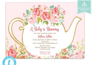 Team Party Invitation Template Tea Party Invitation Template Floral Teapot Bridal Shower
