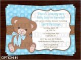 Teddy Bear Baby Shower Invitations Free Printable Diy Blue and Brown Teddy Bear theme Personalized