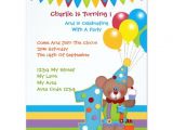 Teddy Bear First Birthday Invitations Teddy Bear Clown First Birthday Party Custom Invitation
