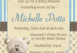 Teddy Bear Invitations for Baby Shower Blue Teddy Bear Baby Shower Invitation Personalized