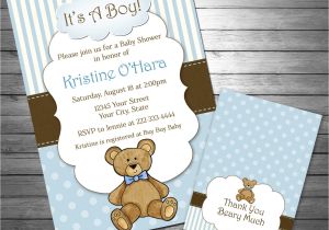 Teddy Bear Invitations for Baby Shower Boy Teddy Bear Baby Shower Invitation Teddy Bear Thank You