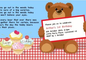 Teddy Bear Party Invitations Templates Cup Of Rooibos Teddy Bear Picnic 1st Birthday Party