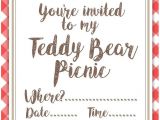 Teddy Bear Party Invitations Templates Free Printable Teddy Bear Picnic Invites Teddy Bear