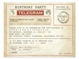 Telegram Wedding Invitation Template Vintage Birthday Telegram Invitation Zazzle Com