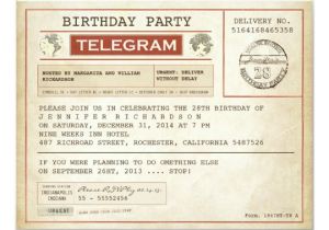 Telegram Wedding Invitation Template Vintage Birthday Telegram Invitation Zazzle Com