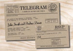 Telegram Wedding Invitation Template Vintage Telegram Wedding Invitation and Response Card Rsvp