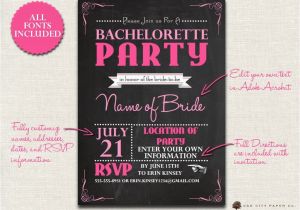 Template for Bachelorette Party Invitations Bachelorette Invitation Chalkboard themed Bachelorette Party
