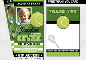 Tennis Birthday Party Invitations Tennis Ticket Invitations Birthday Party Thank You Card