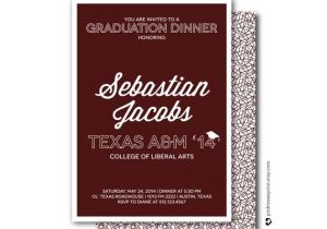 Texas A&amp;m Graduation Party Invitations Items Similar to Graduation Invitations Dinner Party