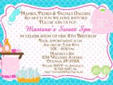 Text for An Invitation for A Birthday Party Spa Party Birthday Invitation Card Customize by