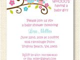 Text for Baby Shower Invite Owl Baby Shower Invitation Editable Text