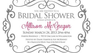 Text for Bridal Shower Invitation Bridal Shower Invitation Gray and Pink Bride Shower