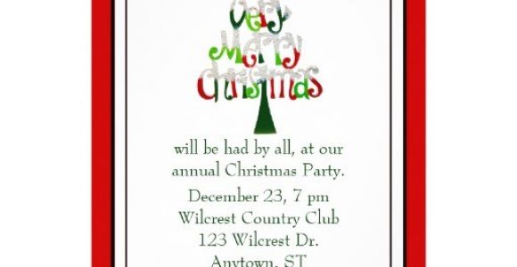 Text for Holiday Party Invitation Whimsical Text Tree Christmas Party Invitation