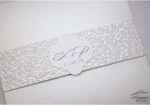 Textured Paper for Wedding Invitations Custom Pocket Invitation with Pebble Textured Paper Band