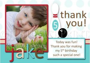 Thank You for Birthday Party Invitation Blue Retro Bowling Fun Birthday Photo Invitation Thank You