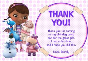 Thank You for Birthday Party Invitation Doc Mcstuffins Chalkboard Invitations General Prints