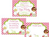Thank You for Birthday Party Invitation Girls Spa Party Invitation and Thank You Notes