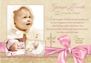 Thank You Message for Baptism Invitation Christening Thank You Verse Wording Ideas for Baptism Cards