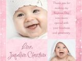 Thank You Message for Baptism Invitation Modern Girl Baptism Thank You Card Two Pink Baby
