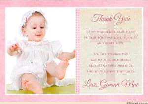 Thank You Message for Baptism Invitation Single Christening Thank You Card Pink & Brown